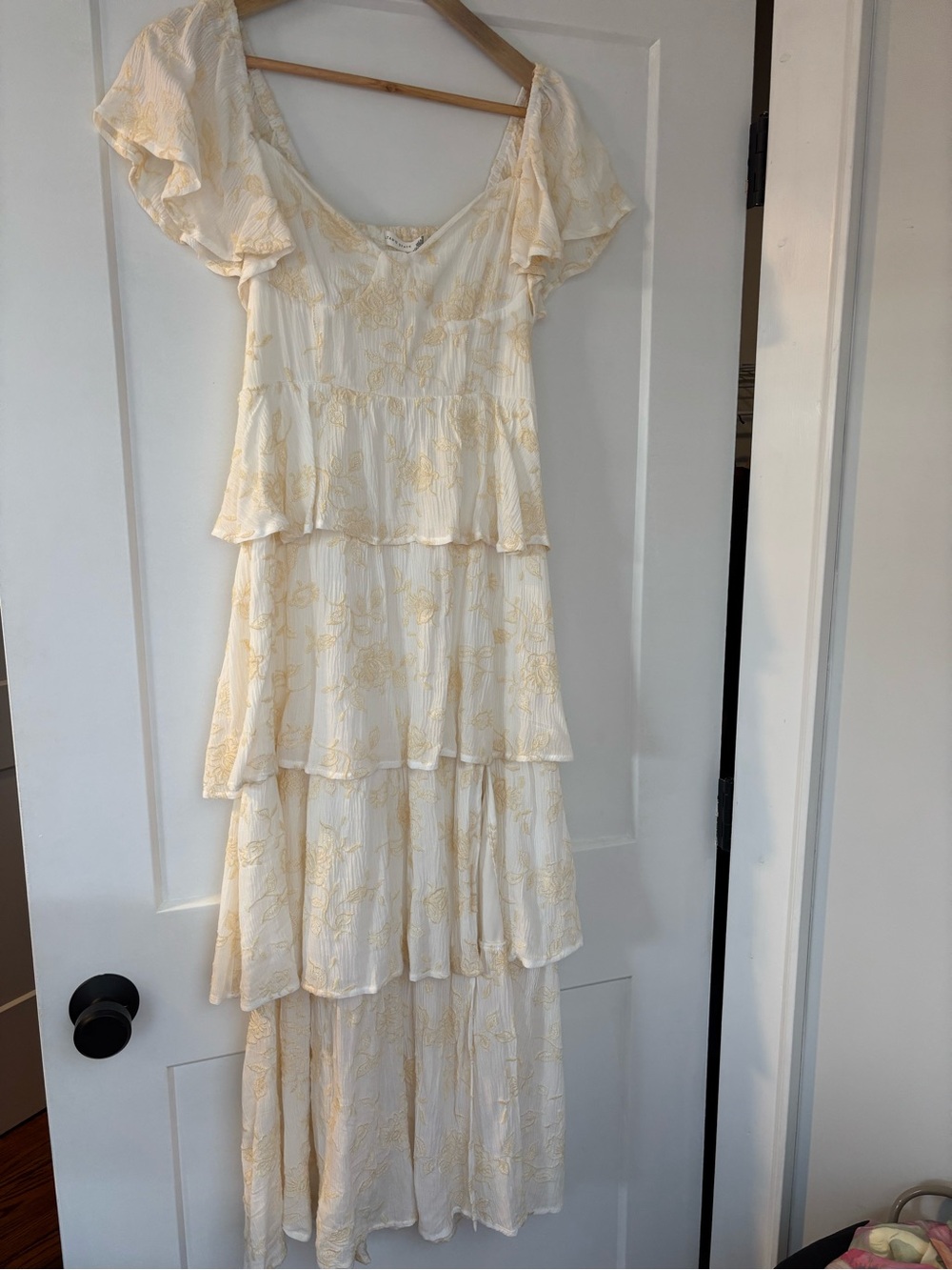 Altar'd State Roxanne Layered Maxi Dress in Cream & White